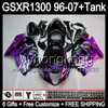 8gift Pour SUZUKI Hayabusa GSXR1300 96 97 98 99 00 01 13MY207 flammes violettes GSXR 1300 GSX-R1300 GSX R1300 02 03 04 05 06 07 TOP carénage noir