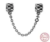 Fine jewelry Authentic 925 Sterling Silver Bead Fit Pandora Charm Pave Inspiration Crystal Safety Chain Beads beads