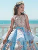 2018 Blue Lace Girls Pageant Dresses Ball Ball Ball Bally Birthday Holdy Ford Bathes Teenage Princess Toddler Dresses SW9130666