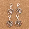 Angel With Wings In Open Heart Charm Lobster Claw Clasp 100pcs/lot Tibetan silver Beads Jewelry DIY C933 15.9x32mm