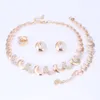 18K guldpläterade afrikanska pärlor smycken uppsättningar för kvinnor parti nigerianska brudkristall klassiska halsband tillbehör