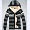 도매 스웨터 남성 겨울 패션 캐주얼 코튼 스트라이프 Crdigan Masculino 지퍼 풀 옴므 남성 의류 스웨터 두꺼운 스웨터