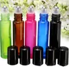 10ml 1 / 3oz SPESSORE ROTOLO SU BOTTIGLIA IN VETRO Fragranze ESSENTIAL OIL bottle Roller Ball 200pcs / lot Blu / Verde / Rosa / Nero / Ambra Misto F2017222