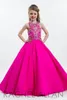 Fúcsia Sparkly Princesa Meninas Pageant Vestidos para Adolescentes Beading Strass Até O Chão Flor Crianças Desgaste Formal Vestidos de Baile 241k