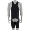 Body nero con apertura sul cavallo Body da uomo Catsuit Sexy Body senza maniche One Piece Orsacchiotti Maschile Night Party Lingerie Clubwear