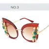 DHL! 10 sztuk! Najnowsze modne okulary przeciwsłoneczne z diamentem dla kobiet moda osobowość okulary przeciwsłoneczne kocie oko na imprezę na plaży street