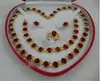 Mother's Day red ruby 18k yellow gold filled noblest necklace set SZ 8 free box