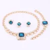 Accesorios para fiesta de boda, juegos de joyas con gemas de cristal para mujer, collar de cuentas africanas, pulsera, pendientes, conjunto de anillo, regalo de Navidad