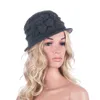 Boina feminina Gatsby estilo anos 20 retrô inverno quente de lã gorro balde floral casual elegante chapéu A281