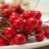 Partihandel-90pcs / Lot Röd Jul Konstgjord Frukt Berry Holly Blommor Välj DIY Craft Home Wedding Xmas Party Decoration Tree Ornament