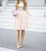 2017 Newest Two Pieces Bridesmaid Dress Sparkly Rose Gold Sequined Blouse Tulle Knee Length Skirt Stylish Separates Junior Bridesmaid Dress