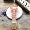 Tubo de vidro do tabaco da tubulação de 4,4 polegadas rosa Fumed Spoon Spoon para uso de fumar cachimbo de mão de vidro