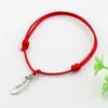 MIC 50pcs Red Waxes rope Antique silver pirate Knife charm Adjustable Bracelet B-51