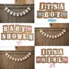 Baby Shower Kraft Paper Garland Jego chłopiec Dziewczyna Baby Party Prysznic Pennant Flagi Banner Babyshower Chrzest Dekoracja