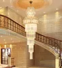BE43 European Crystal Chandelier Long Pendant Lamps Droplights Lighting For Luxury Hotel Lobby Rotary Staircase Duplex Villa Living Room