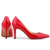 Nya Zapatos Mujer Women Patent Läder Mid High Heels Pekade Corset Work Pumps Court Shoes