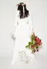 シンプルボヘミアンカウンターウェディングドレス長袖ディープVネックフロア長夏のBoho Hippie Beach Western Bridal Wedding Downs