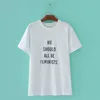 Wholesale- we should all be feminist t-shirt women tops white cotton casual t shirts ladies loose tees plus size fashion summer 2017