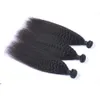 9A pré-plumé brésilien crépus droites cheveux humains tisse avec 360 dentelle bande frontale vierge cheveux humains avec Bady cheveux 4 pcs/lot