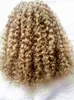 brazilian human virgin remy clip ins hair extensions kinky curls hair weft medum brown dark blonde color8933215