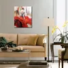 Modern Figure Oil Paintings Flamenco Dancer Spanish Gypsy Bright Red Dress Hand Painted Canvas Art Beautiful Lady Artwork for Office Hotel Wall Decor