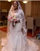 2017 Afrikanska Nigerian Mermaid Bröllopsklänningar 2017 Nya långa ärmar Lace Appliques Illusion Plus Storlekståg Tåg Tiered Formal Bridal Gowns