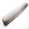 Silver grey brazilian micro ring loop hair extensions 100g micro link human hair extensions Straight micro bead hair extensions 100s