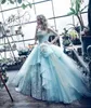 Mint Green Ball Gown Quinceanera klänningar klänningar Princess Crystal Prom Dress Sweet 16 Ball Balls Formell special Endast Evening Evening Par6458744