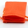 50st Linen Fabric DrawString Bags Candy Jewelry Gift Pouches Burrap Gift Jute Påsar 7x9cm / 10x14cm / 13x18cm / 15x20cm (orange)