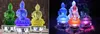 Estátua de Buda / budista tântrico / mosteiro Kumbum / figura pequena de cristal colorido de Buda sakyamuni, 12cm de altura com base de LED