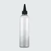 30 stks 250 ml witte duidelijke cosmetische flessen met ronde schouder en wit zwart puntig pet heide huisdier monster dispenser druppelcapaciteit