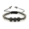 Moda Jóias de Alta Qualidade 6mm Contas De Cobre Com Três 10mm Preto Cz Beads Trança Macramé Pulseiras