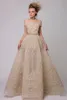 Beteau Two Pieces Prom Short Sleeves with Applique Evening Dresses Back Zipper A-line Floor-length Organza Custom Made Party Gowns