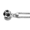 Punk Retro Sieraden 100% Roestvrijstalen Ketting Voetbal Hanger Soccer Black Emaille Rolo Chain 20 inch 50cm