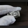 Fijne sieraden 100% silod 925 sterling zilveren zijring rond geslepen 1.2CT diamanten edelsteenringen verlovingsring trouwringen voor mannen jongens cadeau