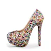 Petit strass Mix Couleur Chaussures À Talons Hauts Parti Avec Sac De Forme De Coeur De Mariage De Mariée Chaussures De Cérémonie Adultes avec Pochette