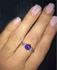 YHAMNI Real 925 Anillo de plata Joyería de cristal púrpura CZ Diamante Compromiso Bague Bijoux Accesorios de lujo Anillos de boda para mujeres R318c