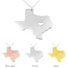 Texas kaart hanger ketting met liefde hart roestvrij staal VS state tx geografiekaart kettingen sieraden voor vrouwen en mannen