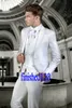 Smoking dello sposo Groomsmen One Button Bianco lucido Risvolto a punta Best Man Suit Wedding Blazer da uomo Abiti Custom Made (Giacca + Pantaloni + Gilet + Cravatta) K222