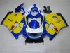 Kit de carénage gratuit pour Suzuki GSXR600 96 97 98 99 carénage bleu jaune GSXR750 1996 1997 1998 1999 OI36
