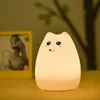 3D nuit coloré chat Silicone LED veilleuse Rechargeable capteur tactile lumière 2 Modes enfants mignon nuit lampe chambre lumière