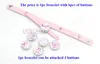 1PC Pulsera 6PCS Botones Intercambiables Broche de joyería Brazaletes de cuero Cinta rosada Concientización sobre el cáncer de mama Pulseras a presión para mujeres