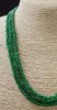 COLLANA DI PERLINE ABACUS NATURALI A 3 File 2X4mm SFACCETTATE VERDE SMERALDO 17-19"