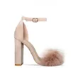 2017 moda feminina robusto sandálias de salto sexy sapatos de festa de pele de salto alto rosa sandálias sapatos de casamento senhoras