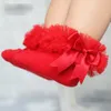 Nuovo 2017 7 colori calzini per bambini coreani dolci ragazze pizzo fiocco calza grande bowknot calzini corti cotone morbido calzini per bambini calzino per bambini A6585