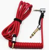 Groothandel 100 stks / partij Zwart Rood Audiokabel Hoofdtelefoon 6.5mm 3.5mm Lente Vervangende kabel voor Monster Beat Pro Detox Solo Aux-kabel