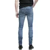 Mens Jeans Skinny Angustiado Rasgado Motociclista Slim Fit Motociclista Denim Para Homens Moda Mans Calças Pretas247P