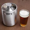 Paslanmaz Çelik 2L Flagon Kalça Şişeleri Mini Bira Şişesi Fıçıları Bira Fıçı Vida Kapağı Bira Growler Homebrew Wine Pot Barware Parti Aracı WX-C07