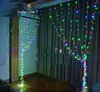 300LEDS Wairy String Scicle Curtain Light 3MX3M 300bulbs Xmas Boże Narodzenie Ślub Ogród Party Dekoracja 110V-220V- Multicolor