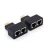 Freeshipping 4pcs/lot Black Color 1080p HD-MI To Dual Port RJ45 Network Cable Extender Adapter Over by Cat 5e / 6 for HD-DVD for PS3